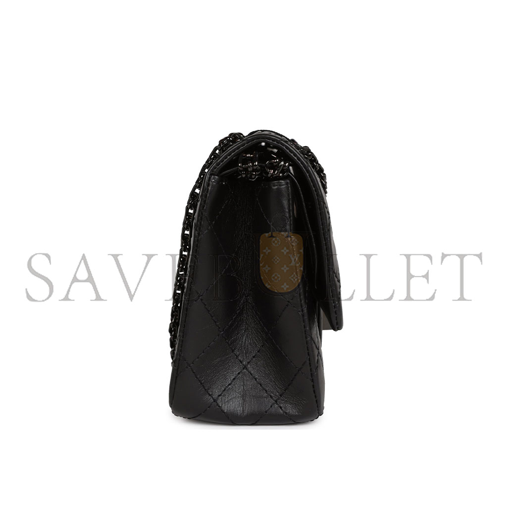 CHANEL MASTER AGED CALFSKIN QUILTED 2.55 REISSUE FLAP SO BLACK A37587 (28*19.5*7.5cm)